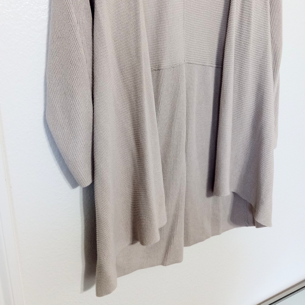 Chico's ribbed knit tan long sleeve open cardigan - Picture 6 of 11